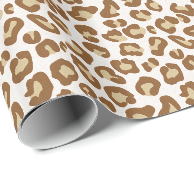 Snow Leopard Print, Beige, Tan, and Cream Wrapping Paper (Roll Corner)