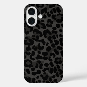 Snow Leopard Print Black Trendy Pattern iPhone 16 Case