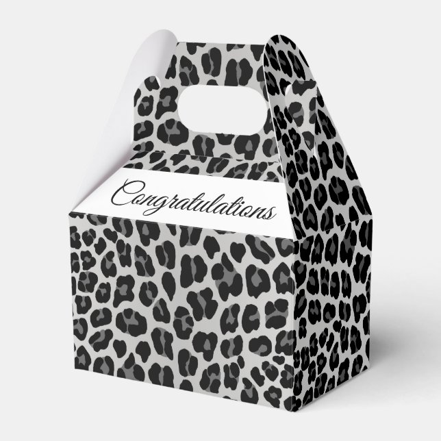 Snow leopard print favor box (Front Side)