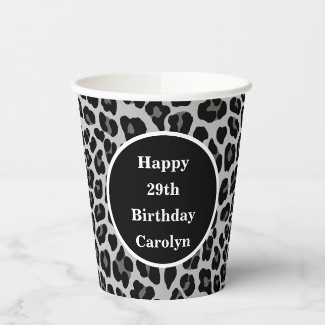 Snow leopard print paper cups (Left)