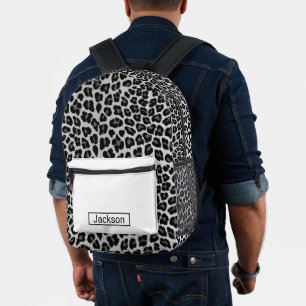 Snow leopard print printed backpack