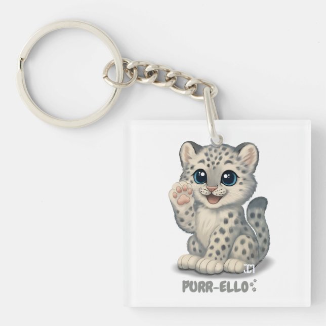 Snow leopard - Purr-ello Keychain (Front)