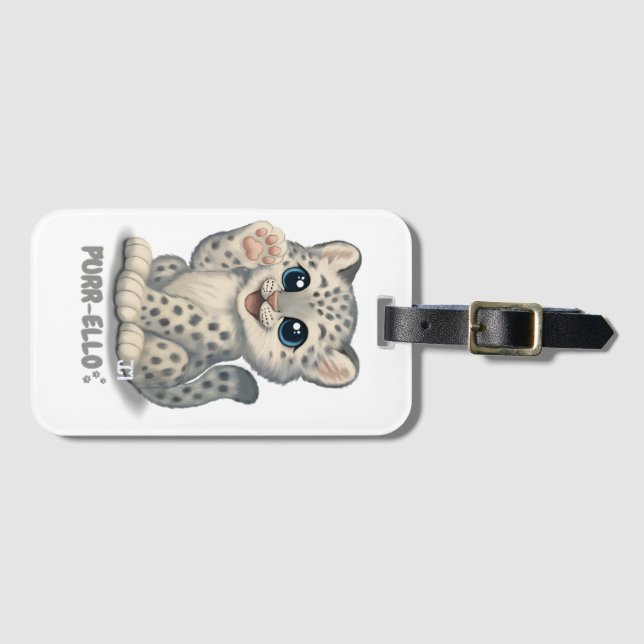Snow leopard - Purr-ello Luggage Tag (Front Horizontal)
