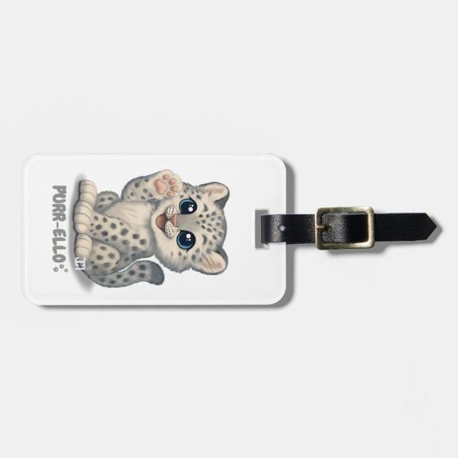 Snow leopard - Purr-ello Luggage Tag (Front Horizontal)