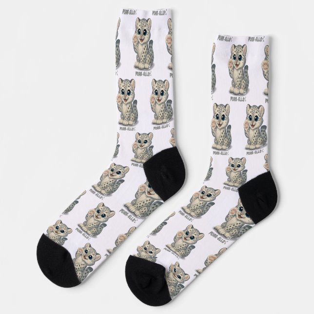 Snow leopard - Purr-ello Socks (Left)