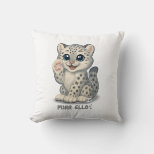 Snow leopard - Purr-ello Throw Pillow