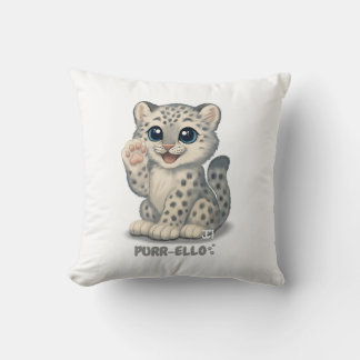 Snow leopard - Purr-ello Throw Pillow
