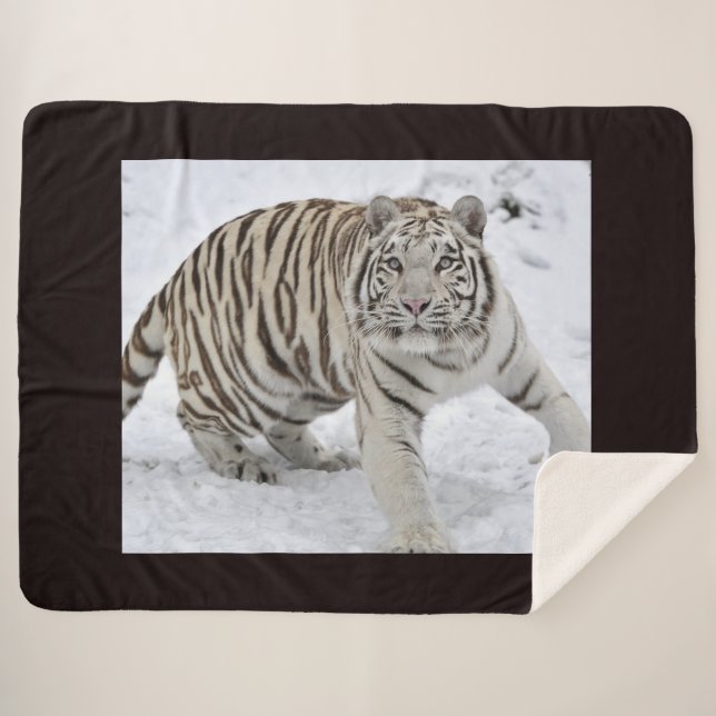 Snow Leopard Sherpa Blanket (Front (Horizontal))