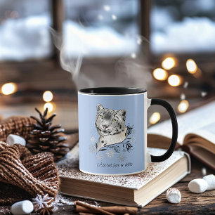 Snow Leopard Snowflakes Blue Flowers Mug
