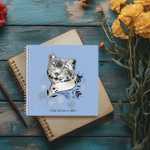 Snow Leopard Snowflakes Blue Flowers Notebook