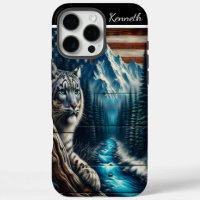 Snow Leopard Under an American Flag