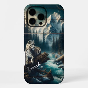 Snow Leopard Under Moonlight iPhone 16 Pro Max Case