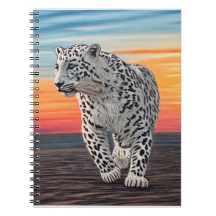 Snow Leopard Walking on the Beach During a Sunset Notebook