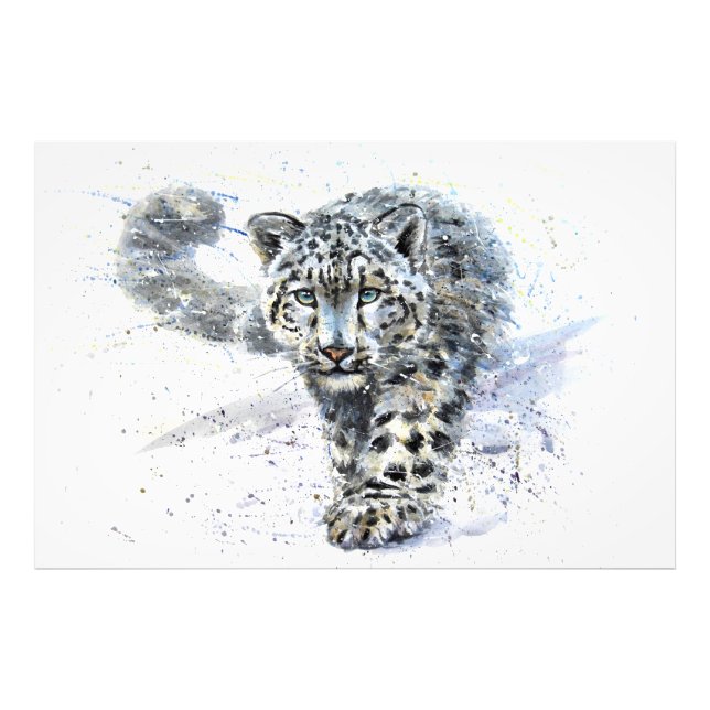 Snow Leopard Watercolor Photo Print (Front)