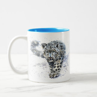 Snow Leopard Watercolor Two-Tone Coffee Mug