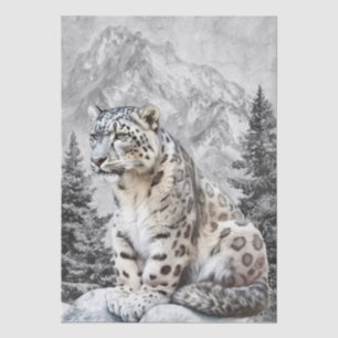 Snow Leopard Wild Cat Watercolor Tissue Paper
