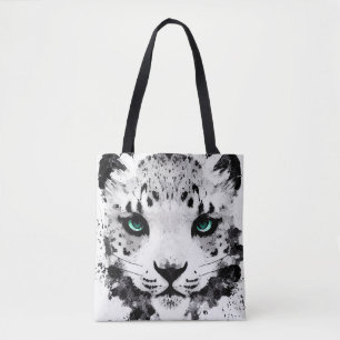 Snow Leopard Wild Nature Animal Color Art Painting Tote Bag