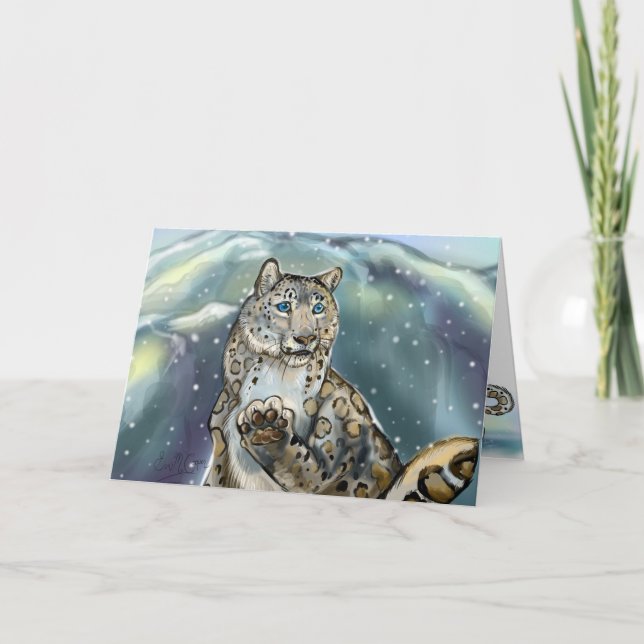 Snow Leopard ~winter greeting cards (Front)