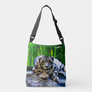Snow Leopard With Red Eyes Drawing Crossbody Bag