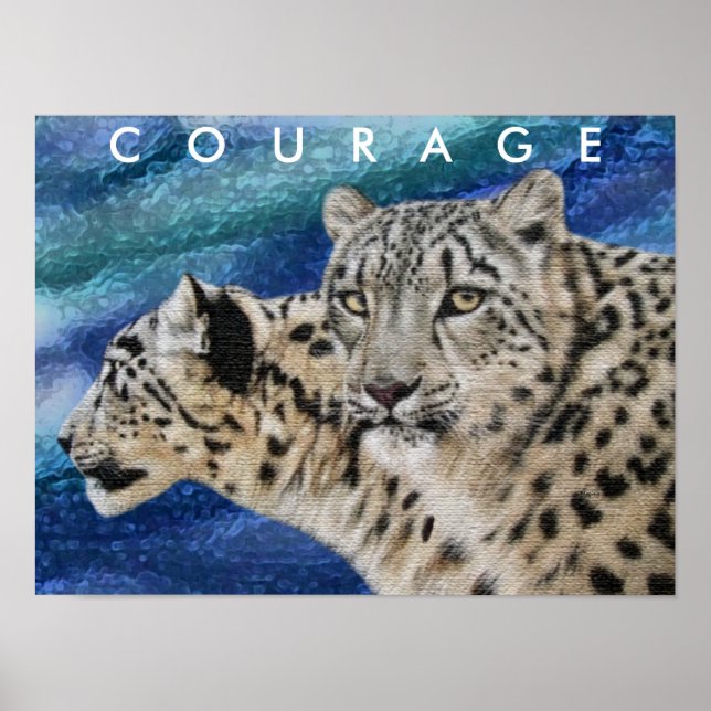 Snow Leopards Courage Motivational Poster (Front)