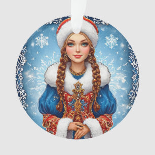 Snow maiden Beautiful Winter Portrait Ornament
