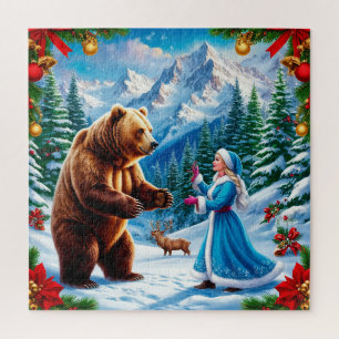 Snow Maiden Enchanting Winter Scene Jigsaw Puzzle