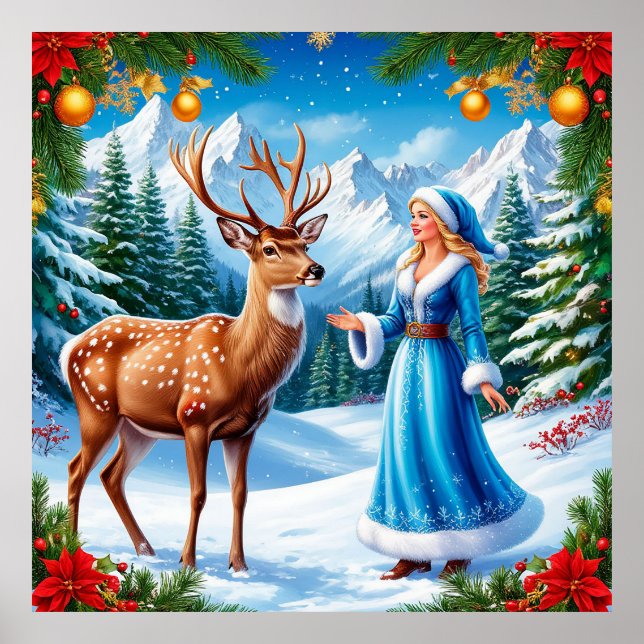 Snow Maiden Enchanting Winter Scene Poster (Front)