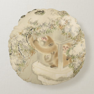 Snow Make up - Monkey (Yoshimura Hoyanagi) - Cushi Round Pillow