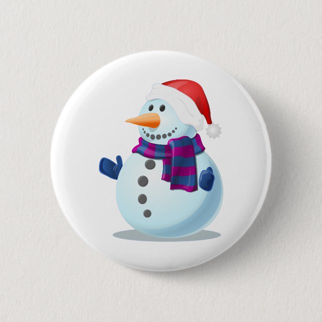 snow man 2 inch round button (Front)