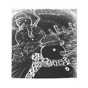 Snow man and Yaie in black Christmas Notepad