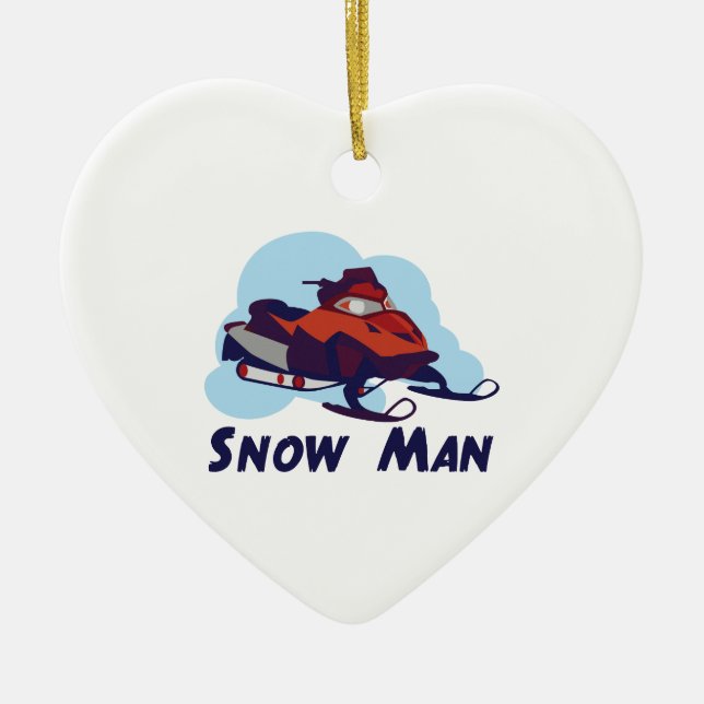 Snow Man Ceramic Ornament (Front)