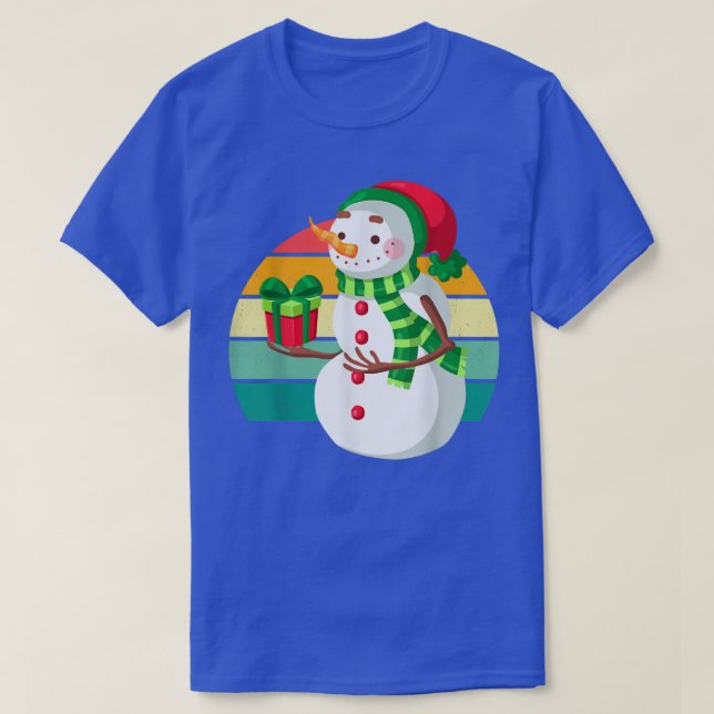 Snow Man Gift Santa Christmas Tree Lights Xmas Tee (Design Front)