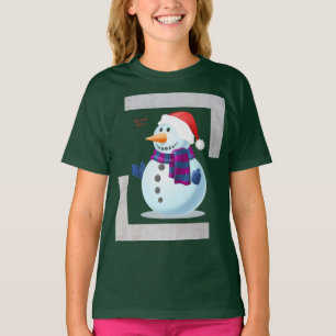 Snow Man Girls Green Short Sleeve T-Shirt