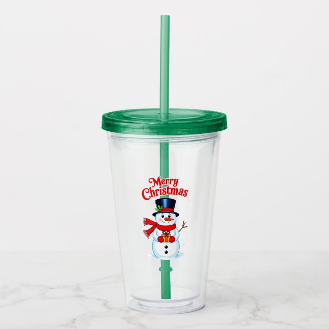 Snow man hat Christmas hat Acrylic Tumbler (Front)