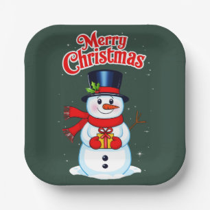 Snow man hat Christmas hat Paper Plate
