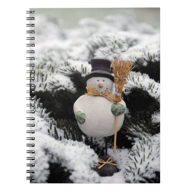 Snow Man Image Winter Season Pictures Notebook (Front)