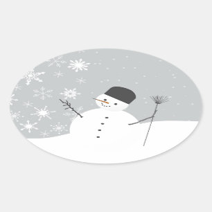 Snow Man Oval Sticker