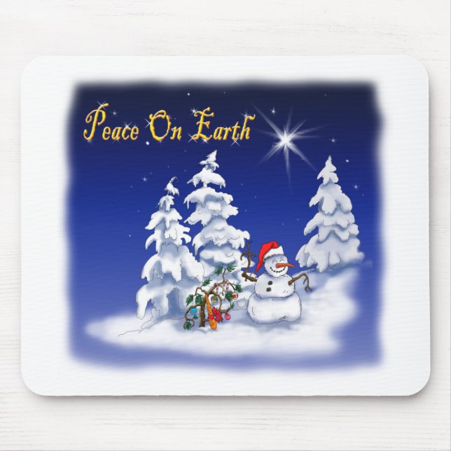 snow man peace on earth mouse pad (Front)