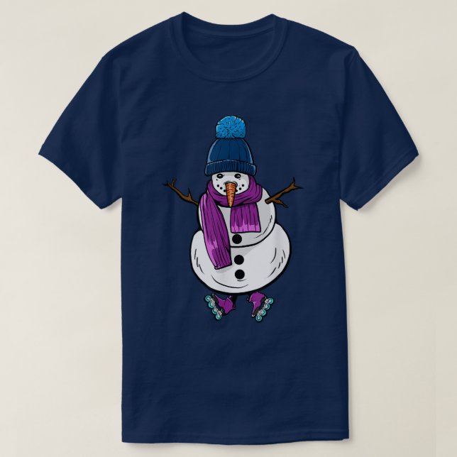 Snow Man Skates  T-Shirt (Design Front)
