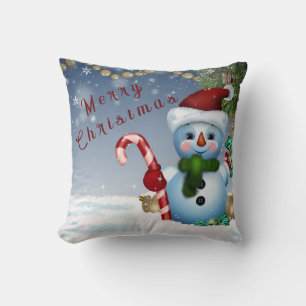 Snow man throw pillow
