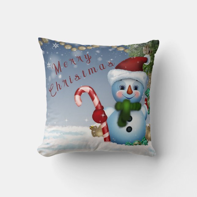 Snow man throw pillow (Front)