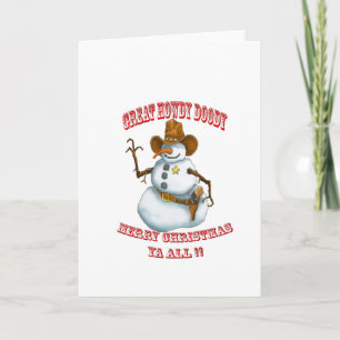 snow man western cowboy sherriff holiday card