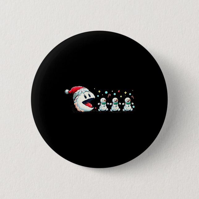 Snow Man Xmas Tee Snowman Gamer  2 Inch Round Button (Front)