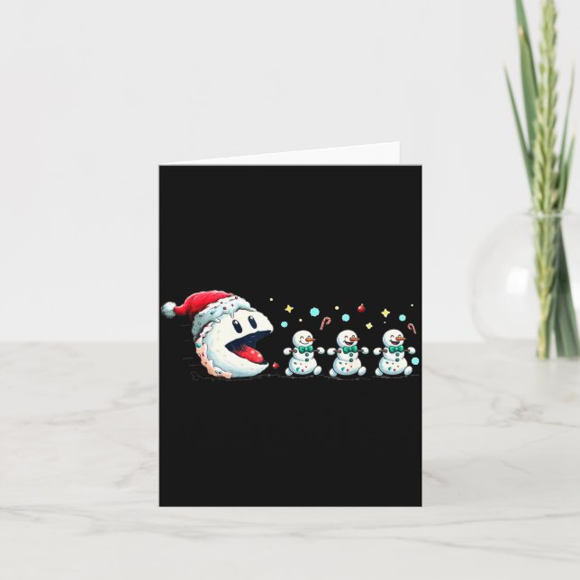 Snow Man Xmas Tee Snowman Gamer  Card (Front)