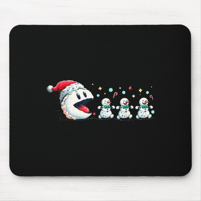 Snow Man Xmas Tee Snowman Gamer  Mouse Pad (Front)