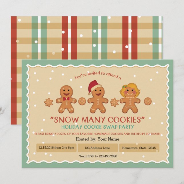 Snow Many Cookies "Cookie Swap" invitation de la f (Devant / Derrière)