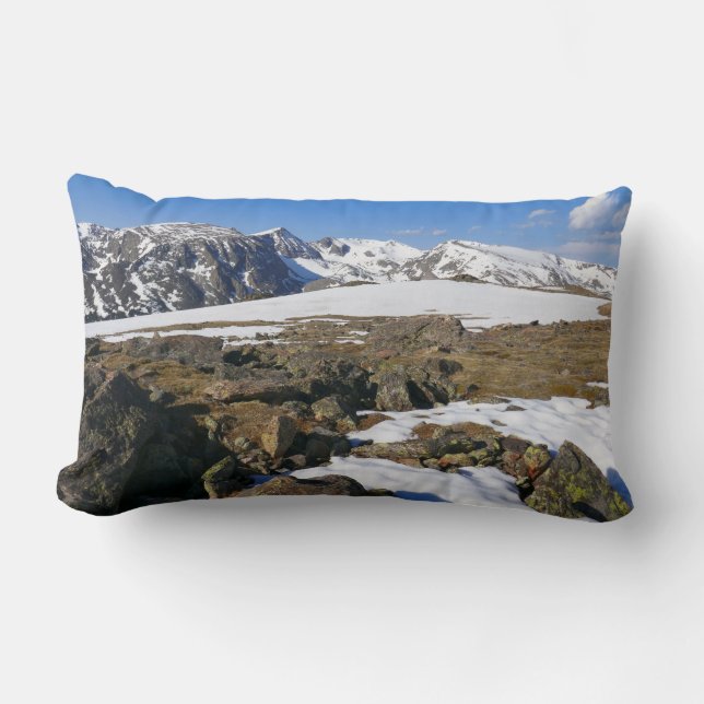 Snow Melting on the Rocky Mountains Lumbar Pillow (Front)