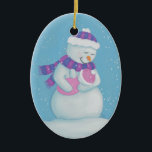 Snow Mom and Snow Baby Girl Ceramic Ornament<br><div class="desc">This ornament would make a great addition to a new mommy's tree.  A loving Snow Mom gazes down at her sweet Snow Baby during a gentle snow-fall.</div>