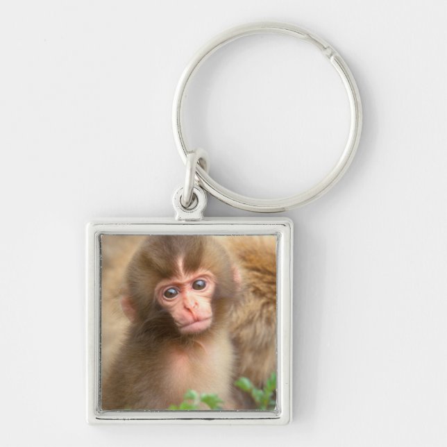 Snow Monkey Baby Portrait Keychain (Front)