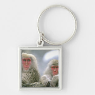 Snow Monkey Couple, Japanese Macaque, Keychain